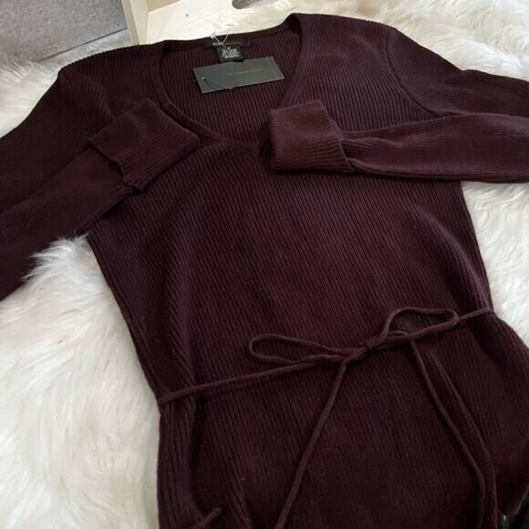 NEW BCBGMaxAzria Longline Ribbed Belted V Neck Fitted Layering Sweater S NWT - Picture 11 of 16